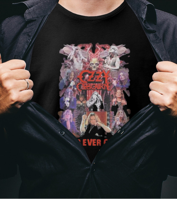 Ozzy Osbourne Never Ever Give Up Skull And Live Performances Collage T-Shirt