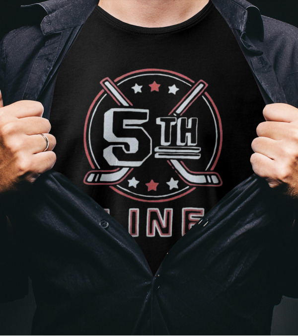 5th Line Crest Columbus Blue Hockey Sticks And Stars T-Shirt