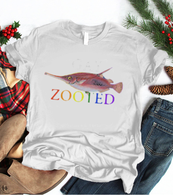Gay Zooted Fish Rainbow Text Fish T-Shirt
