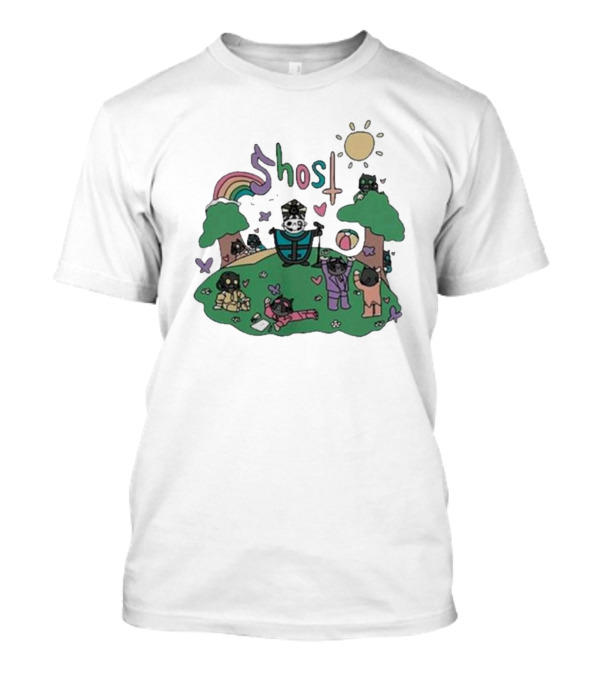 Ghost Cardinal Copia Playground Fun With Cats And Rainbows T-Shirt