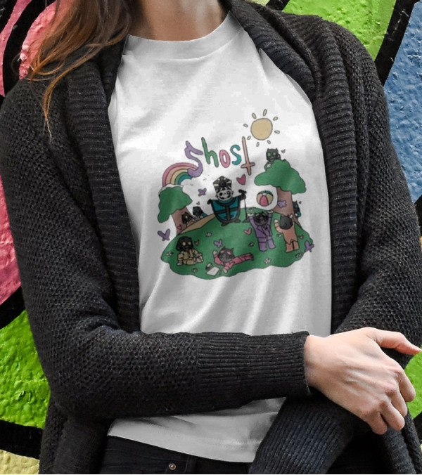 Ghost Cardinal Copia Playground Fun With Cats And Rainbows T-Shirt