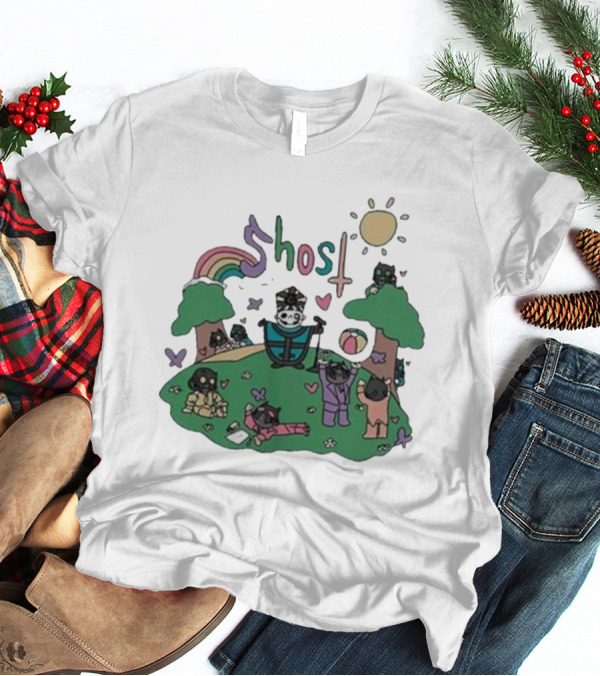 Ghost Cardinal Copia Playground Fun With Cats And Rainbows T-Shirt
