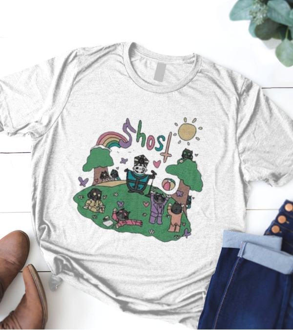 Ghost Cardinal Copia Playground Fun With Cats And Rainbows T-Shirt