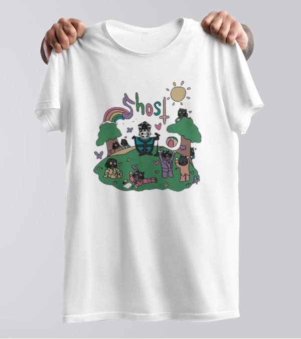 Ghost Cardinal Copia Playground Fun With Cats And Rainbows T-Shirt