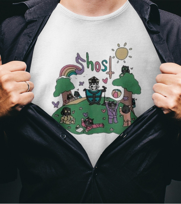 Ghost Cardinal Copia Playground Fun With Cats And Rainbows T-Shirt