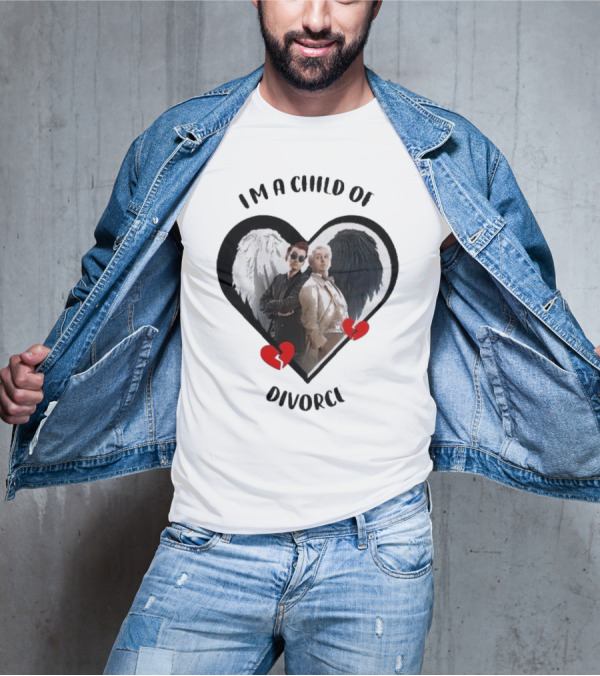 Crowley And Aziraphale I'm A Child Of Divorce Heart Wings T-Shirt