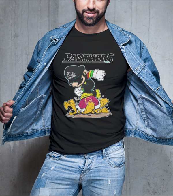 Panthers Mario Crushing Broncos Turtle Mashup T-Shirt