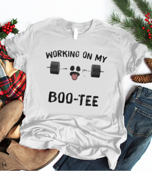 Working On My Boo-Tee Ghost Lifting Weights T-Shirt