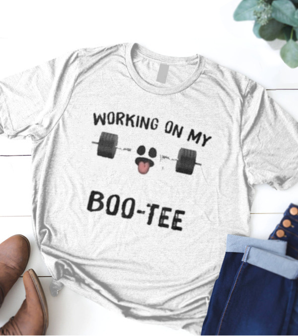 Working On My Boo-Tee Ghost Lifting Weights T-Shirt