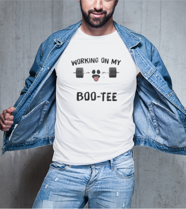 Working On My Boo-Tee Ghost Lifting Weights T-Shirt