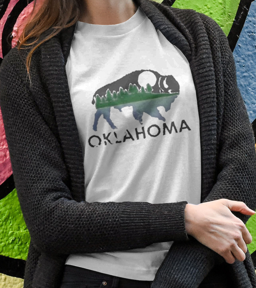Oklahoma Wildlife Bison Forest Scene T-Shirt