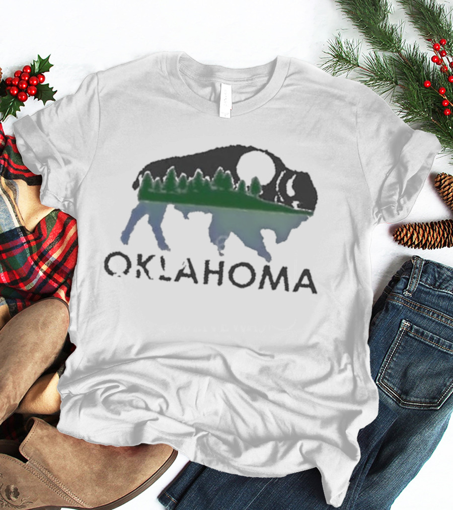 Oklahoma Wildlife Bison Forest Scene T-Shirt