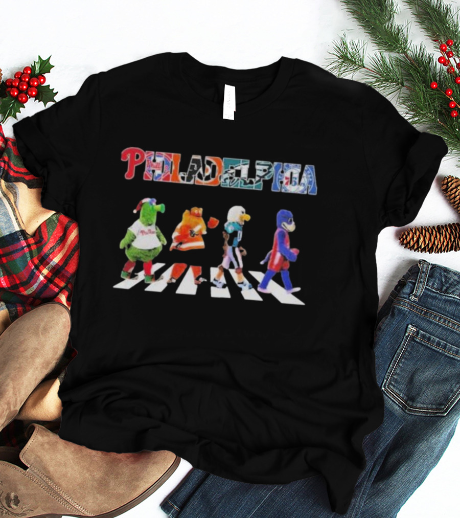 Philadelphia Sports Mascots Crossing Abbey Road T-Shirt