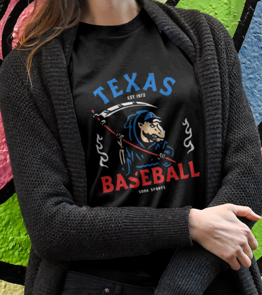 Texas Baseball Reaper Soba Sports Est 1972 T-Shirt