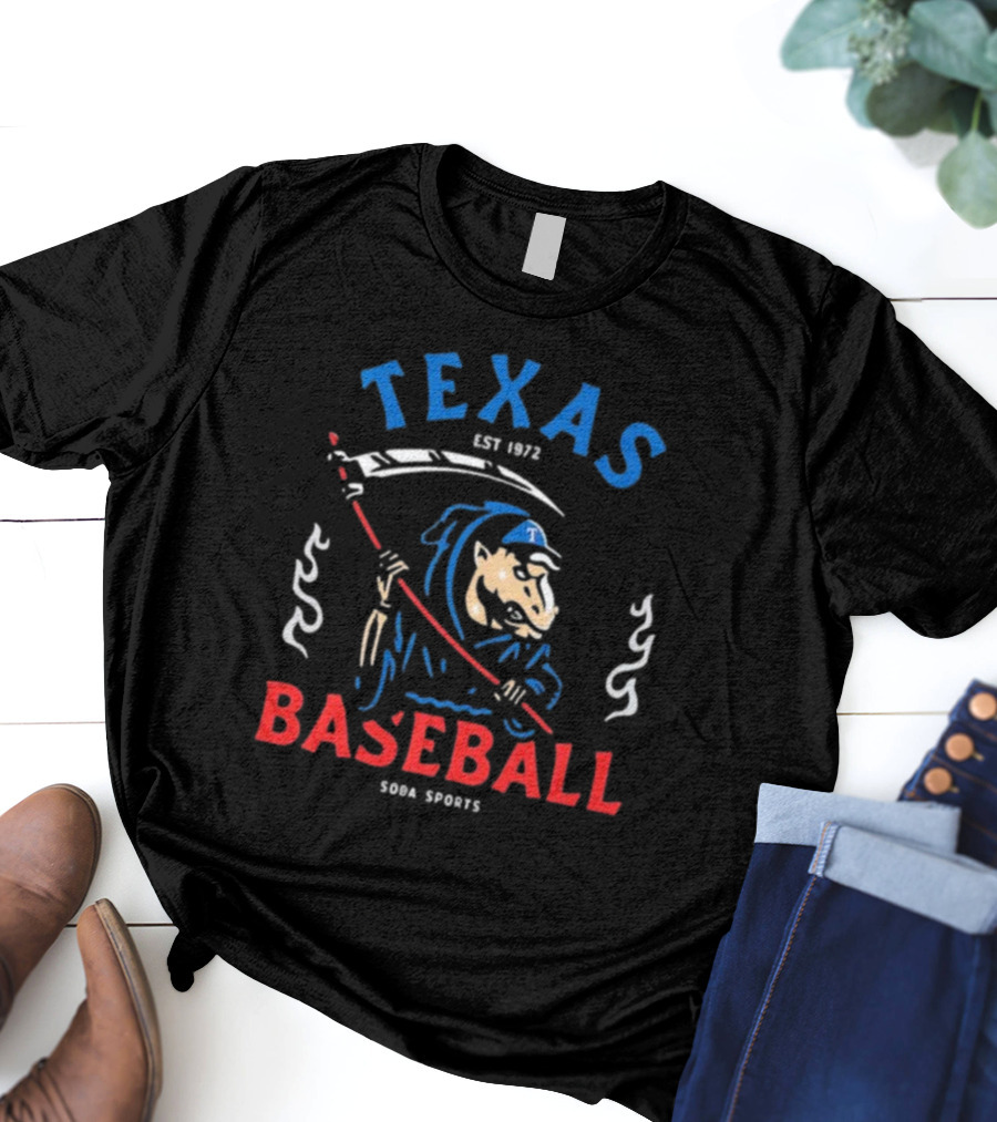Texas Baseball Reaper Soba Sports Est 1972 T-Shirt