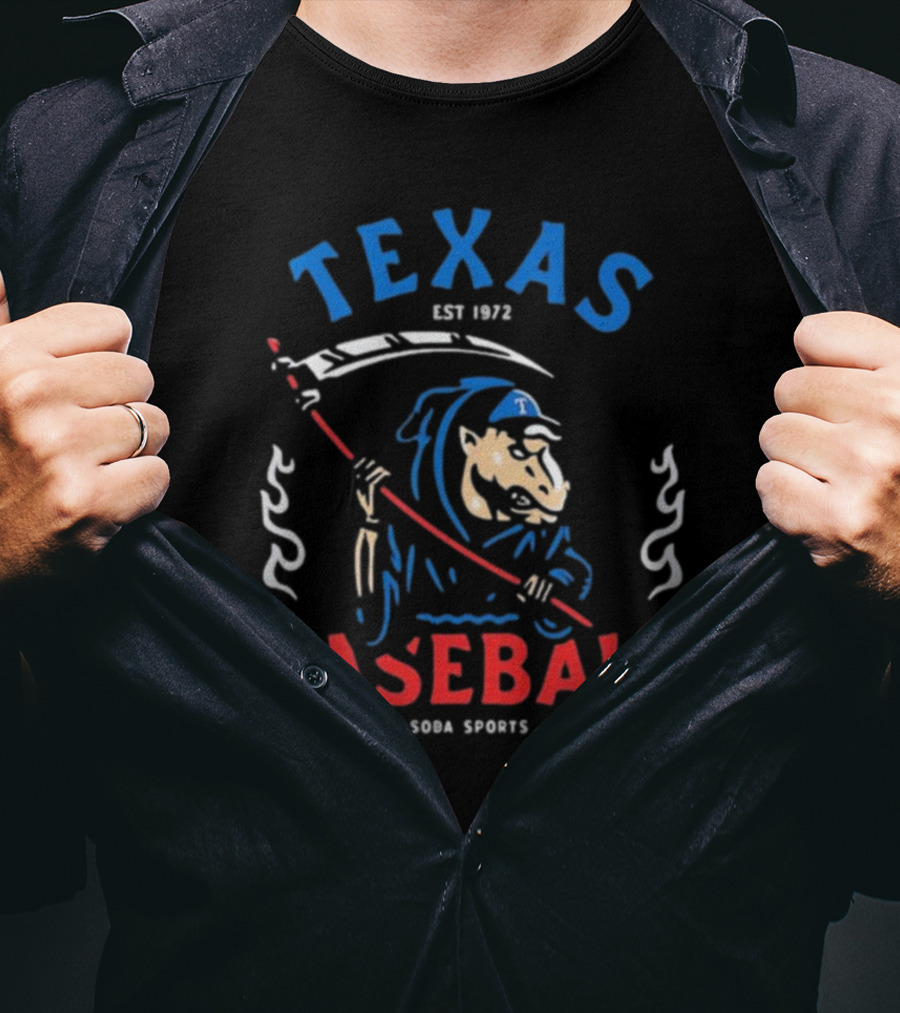 Texas Baseball Reaper Soba Sports Est 1972 T-Shirt