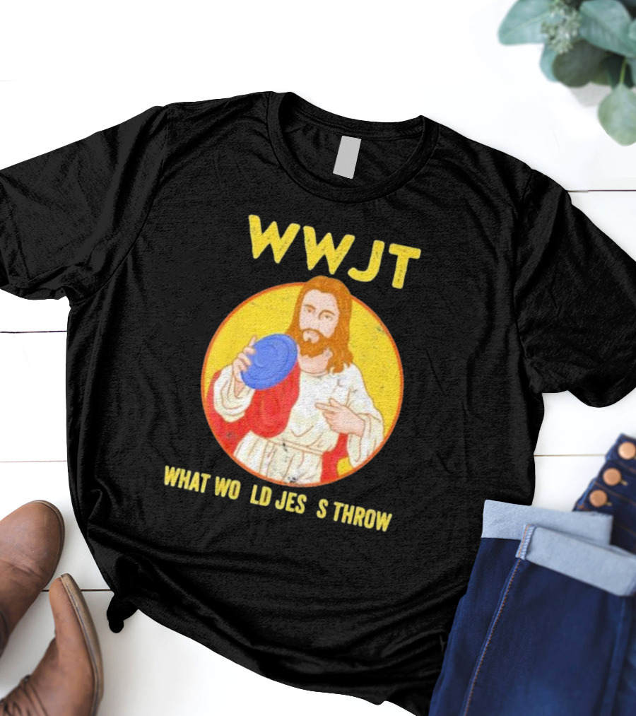 WWJT What Would Jesus Throw Frisbee Golf T-Shirt