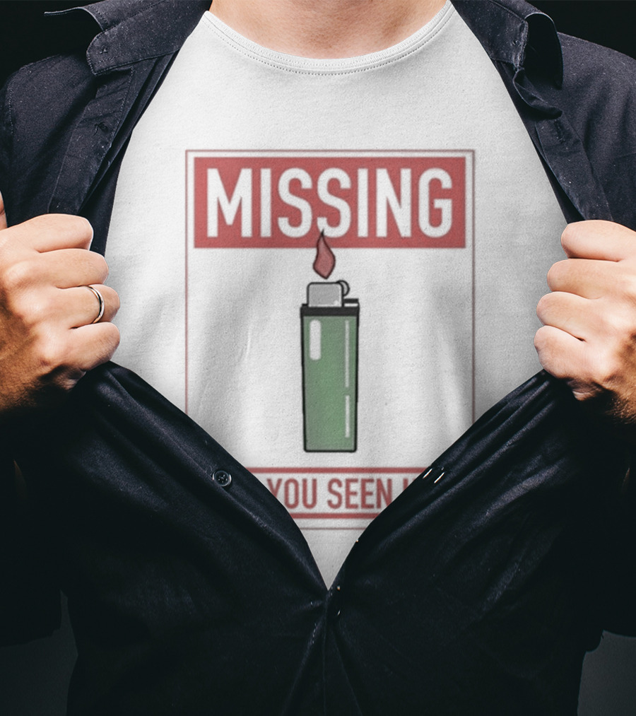 Missing Lighter Have You Seen Him Green Flame T-Shirt