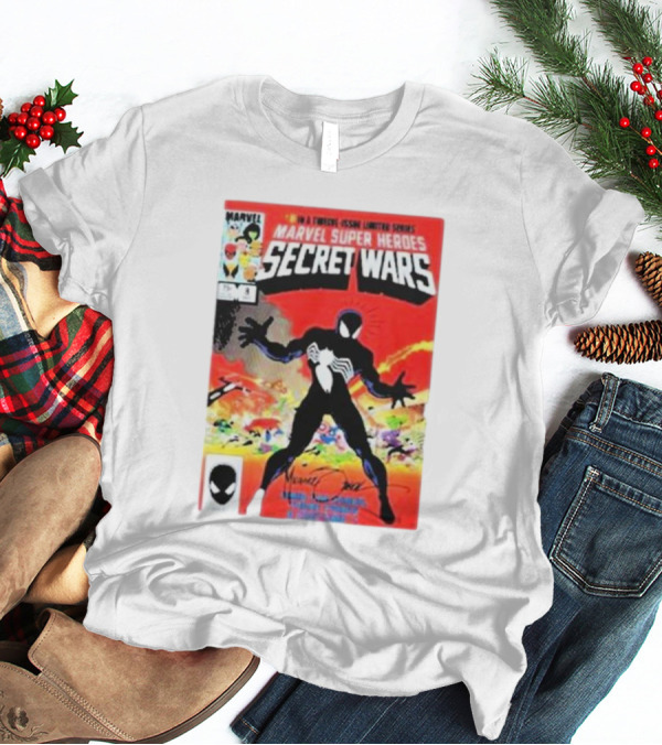 Marvel Super Heroes Secret Wars Spider-Man Black Suit Comic Cover T-Shirt