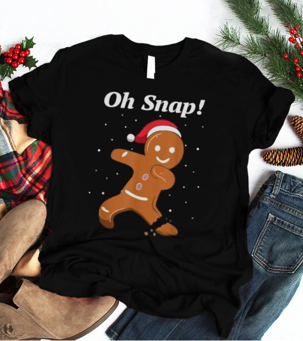 Oh Snap Gingerbread Merry Christmas Cookie Santa Hat T-Shirt