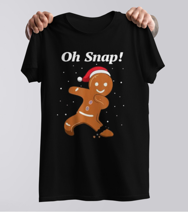 Oh Snap Gingerbread Merry Christmas Cookie Santa Hat T-Shirt