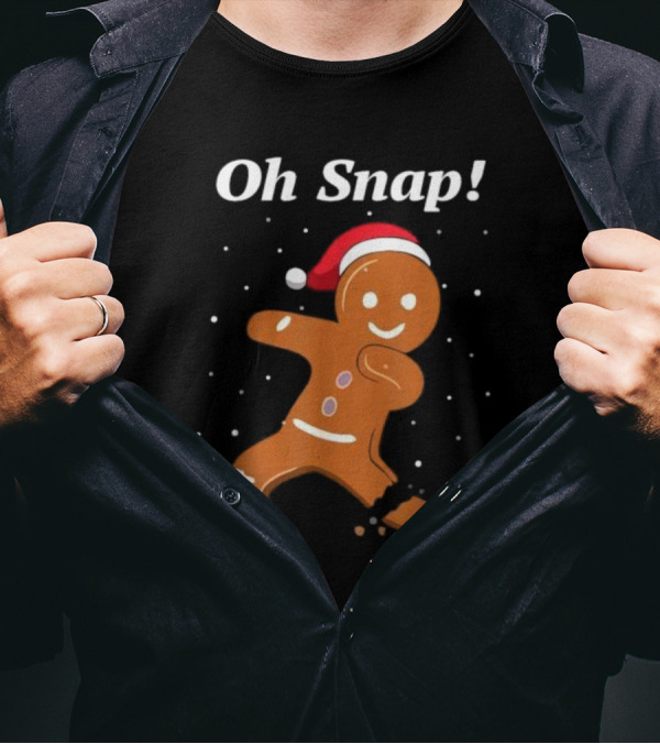 Oh Snap Gingerbread Merry Christmas Cookie Santa Hat T-Shirt