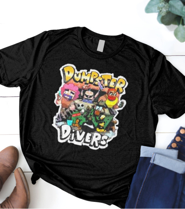 Neebs Gaming Merch Dumpster Divers Animated Character Adventure T-Shirt