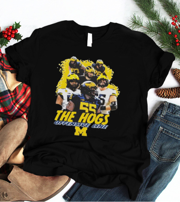Valiant University Of Michigan Football The Hogs Offensive Line Team Spirit T-Shirt