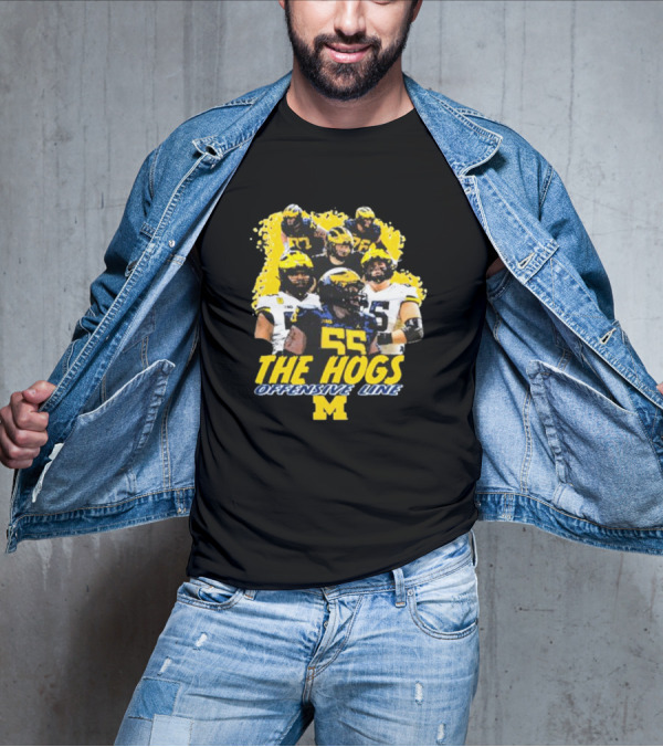 Valiant University Of Michigan Football The Hogs Offensive Line Team Spirit T-Shirt