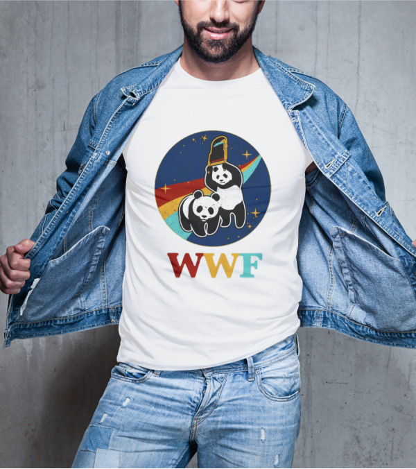 WWF Panda Bear Wrestling NASA Space T-Shirt