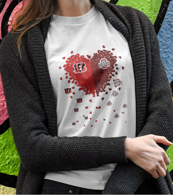 Cincinnati Bengals Ohio State Buckeye Heart Shape T-Shirt
