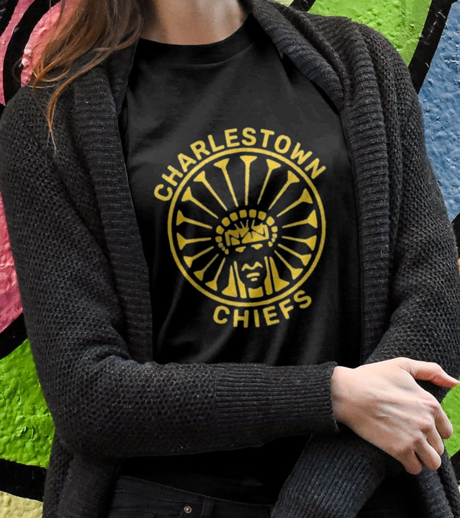 Charlestown Chiefs Yellow Native American Headdress Emblem T-Shirt