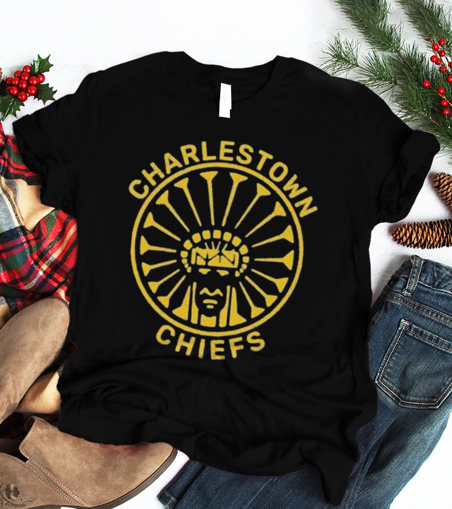Charlestown Chiefs Yellow Native American Headdress Emblem T-Shirt