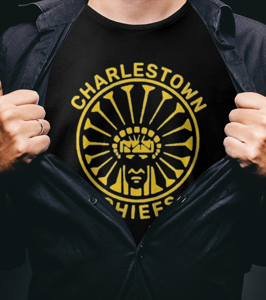 Charlestown Chiefs Yellow Native American Headdress Emblem T-Shirt
