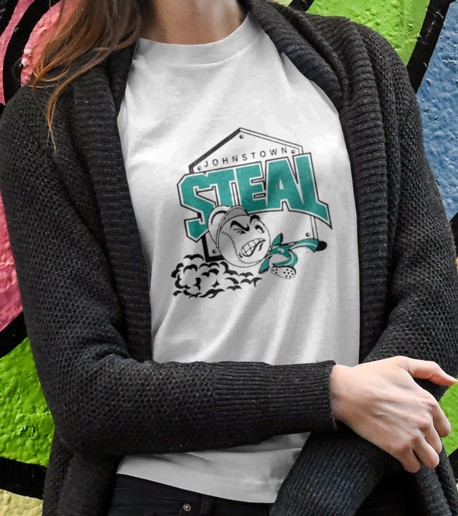 Johnstown Steal Baseball Running Baseball Character T-Shirt