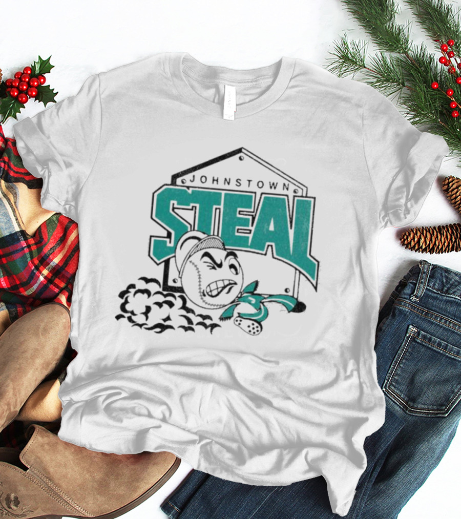 Johnstown Steal Baseball Running Baseball Character T-Shirt