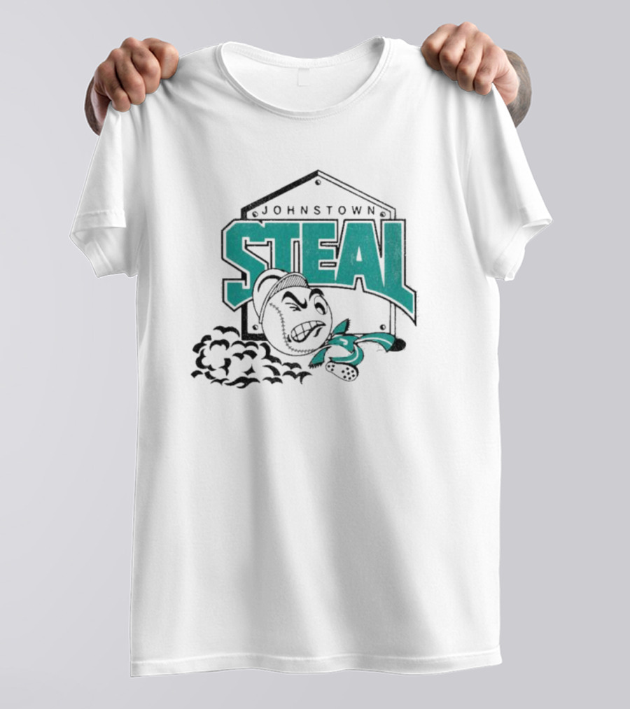 Johnstown Steal Baseball Running Baseball Character T-Shirt