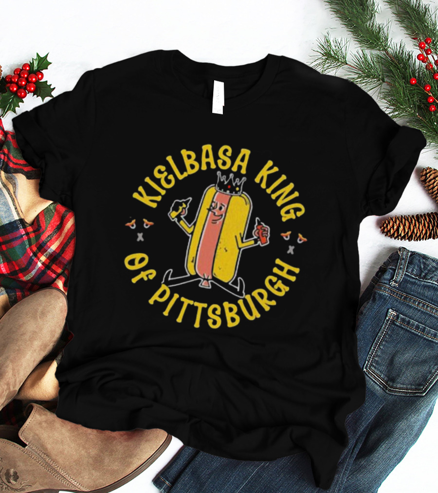Kielbasa King Of Pittsburgh Crowned Hot Dog T-Shirt