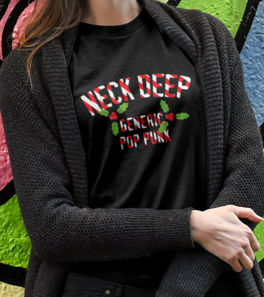 Neck Deep Candy Cane Text With Holly Generic Pop Punk T-Shirt