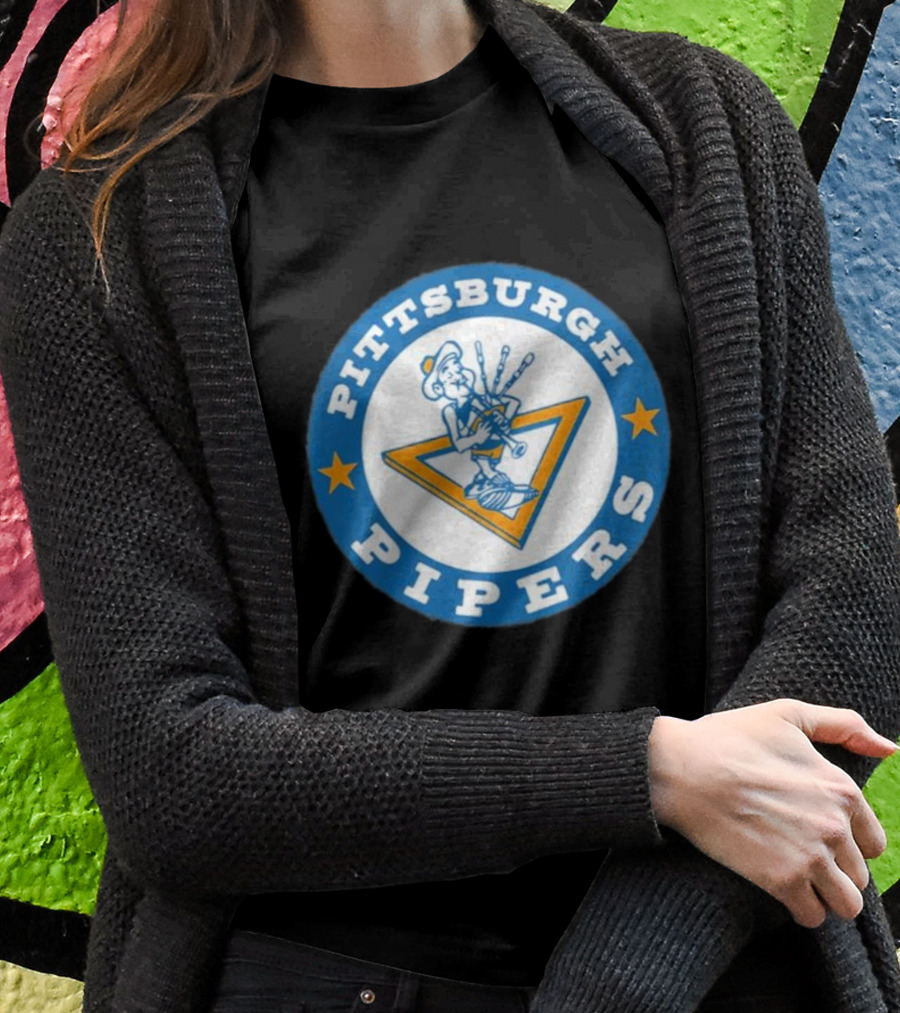 Pittsburgh Pipers Basketball Team Classic Logo With Bagpiper And Star Emblems T-Shirt