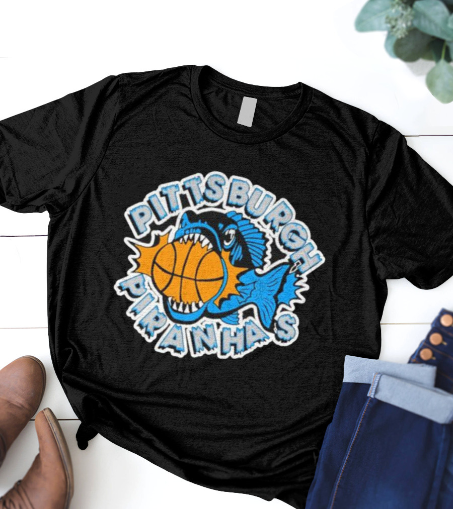 Pittsburgh Piranhas Basketball Team Logo Fish With Ball T-Shirt