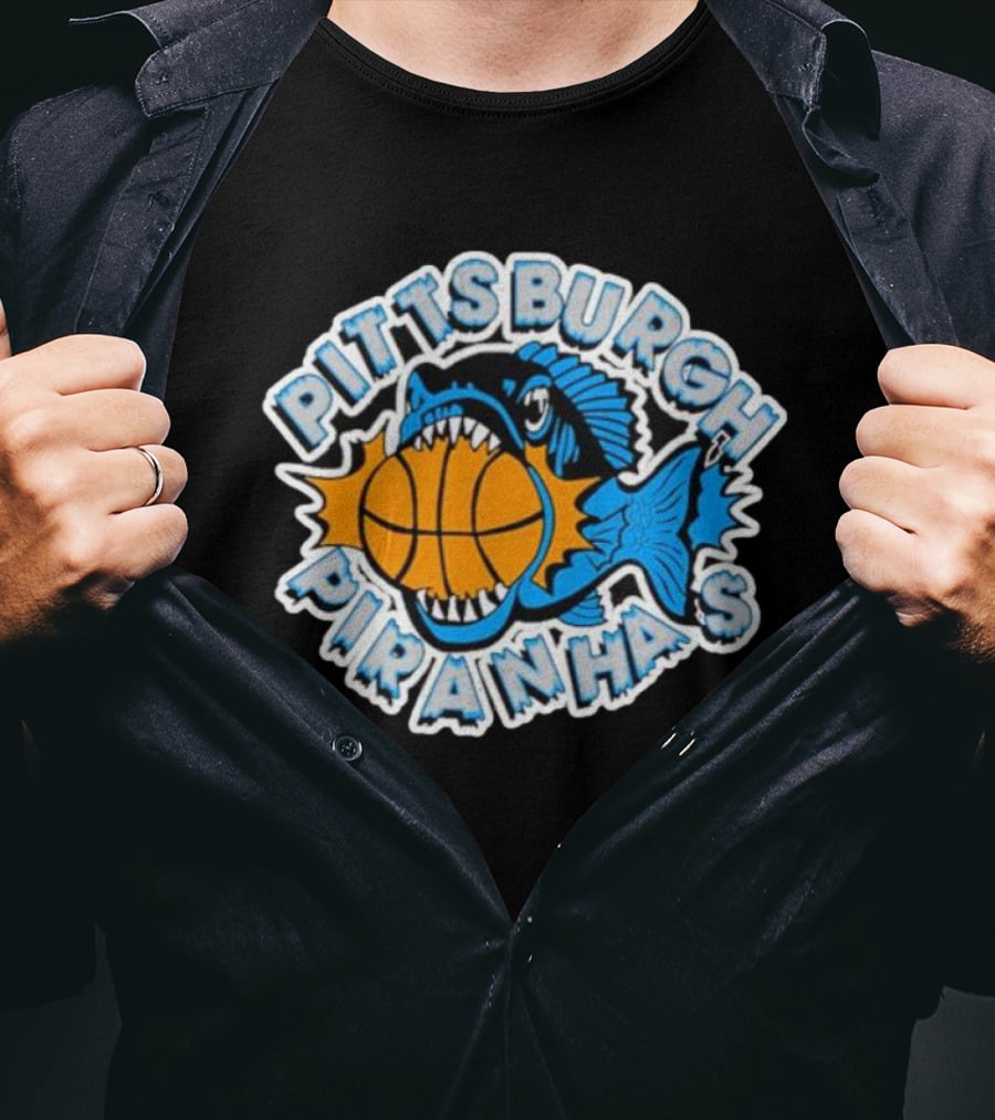 Pittsburgh Piranhas Basketball Team Logo Fish With Ball T-Shirt