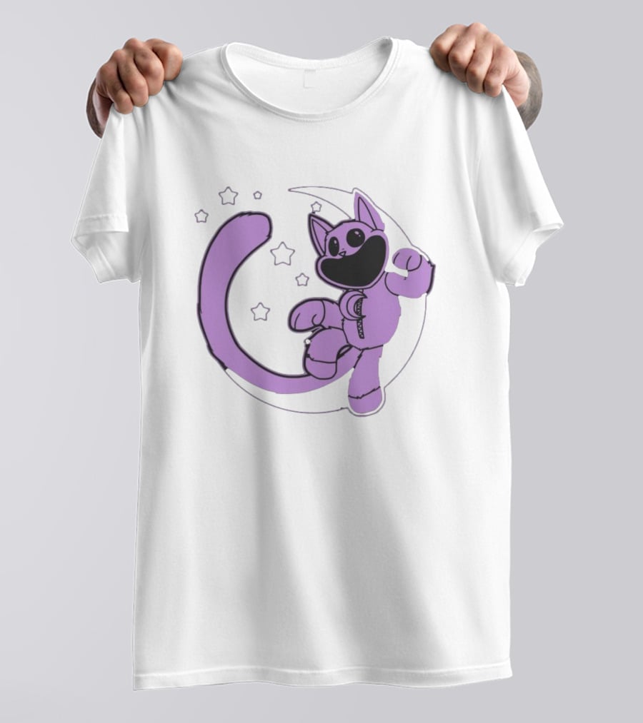 Poppyplaytime Catnap Moon Cute Starry Cartoon T-Shirt