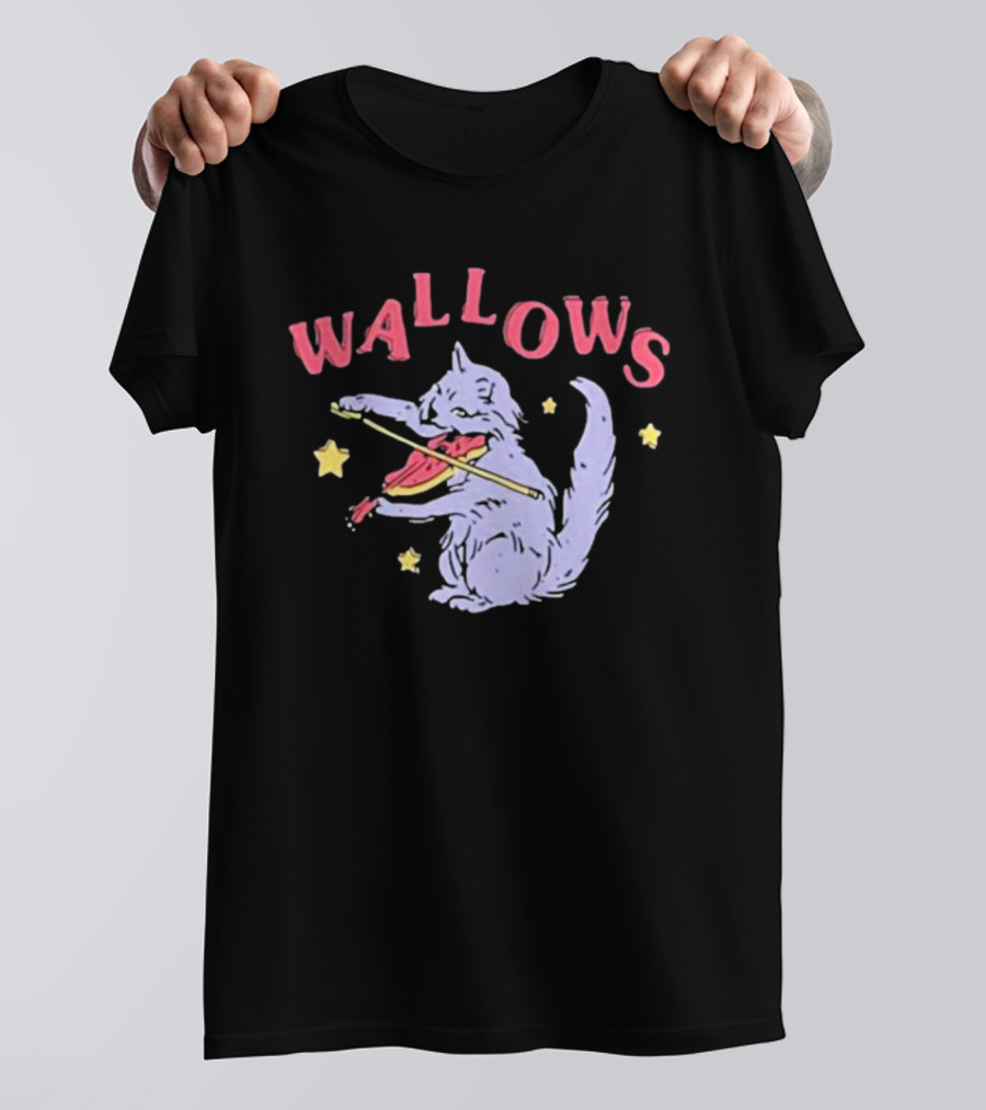Wallows Cat Playing Fiddle Surrounded By Stars T-Shirt