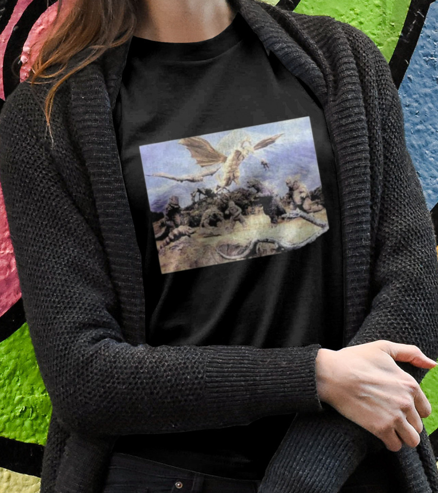 Destroy All Monsters Group Kaiju Battle Scene T-Shirt