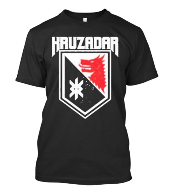 Kruzadar Shield With Red Wolf Emblem T-Shirt