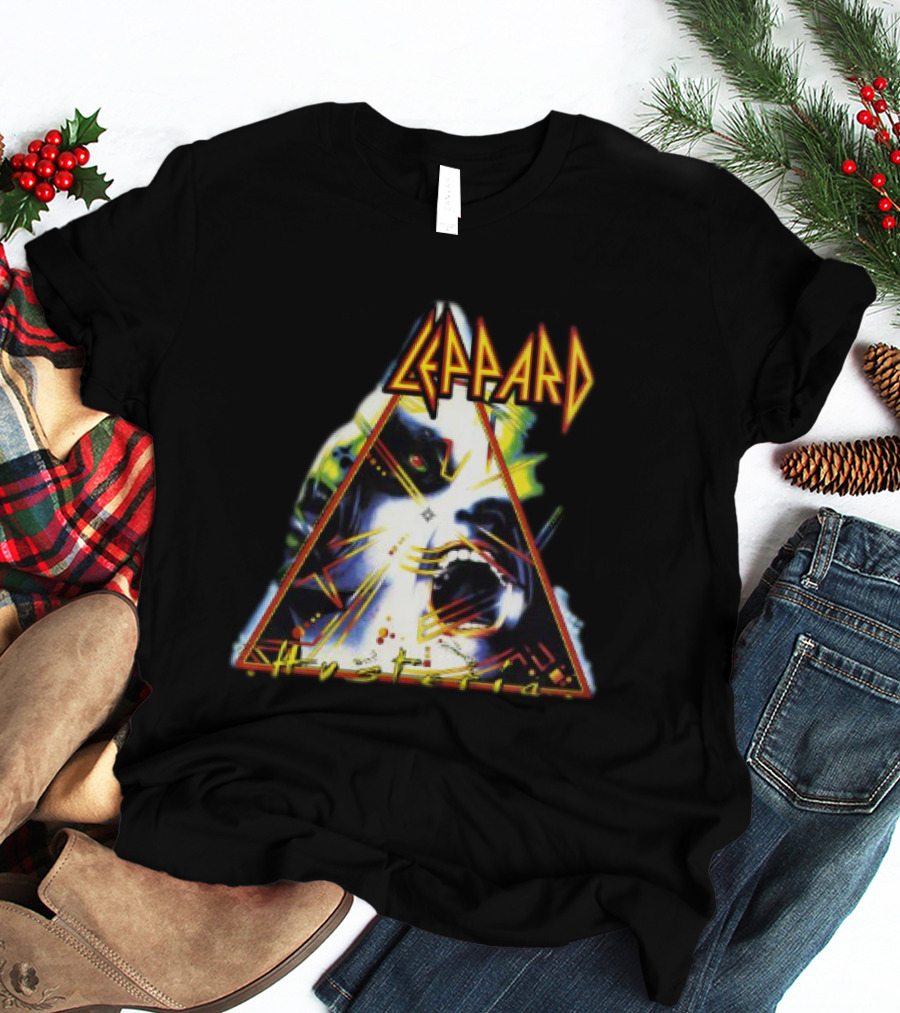 Def Leppard Hysteria Triangle Logo Rock Music Band T-Shirt