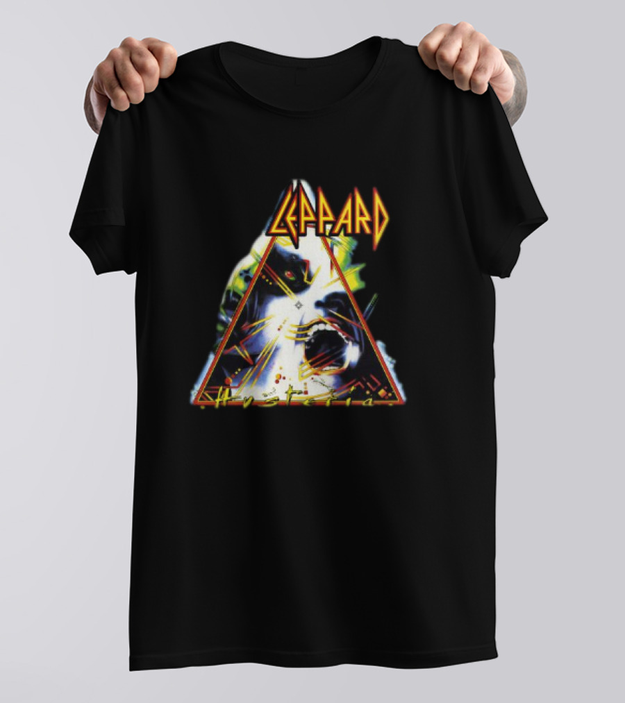 Def Leppard Hysteria Triangle Logo Rock Music Band T-Shirt