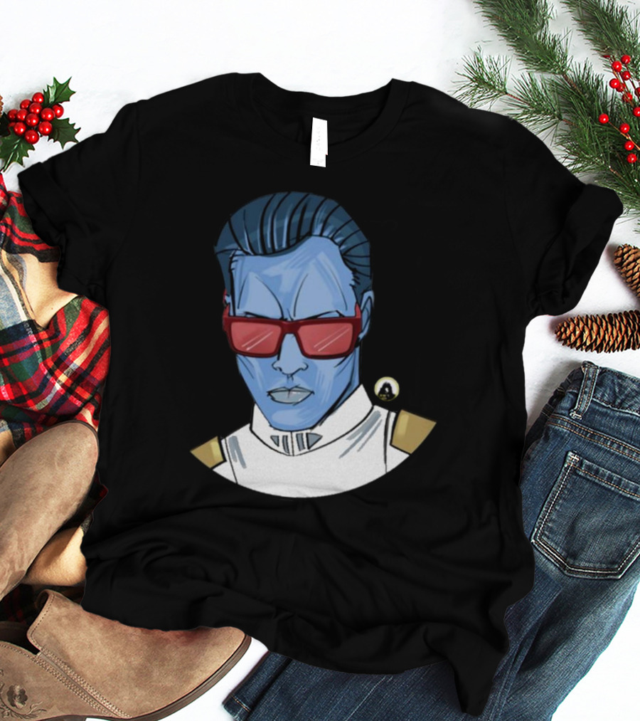 Starwarstheory Admiral Attitude Blue Character With Red Sunglasses T-Shirt