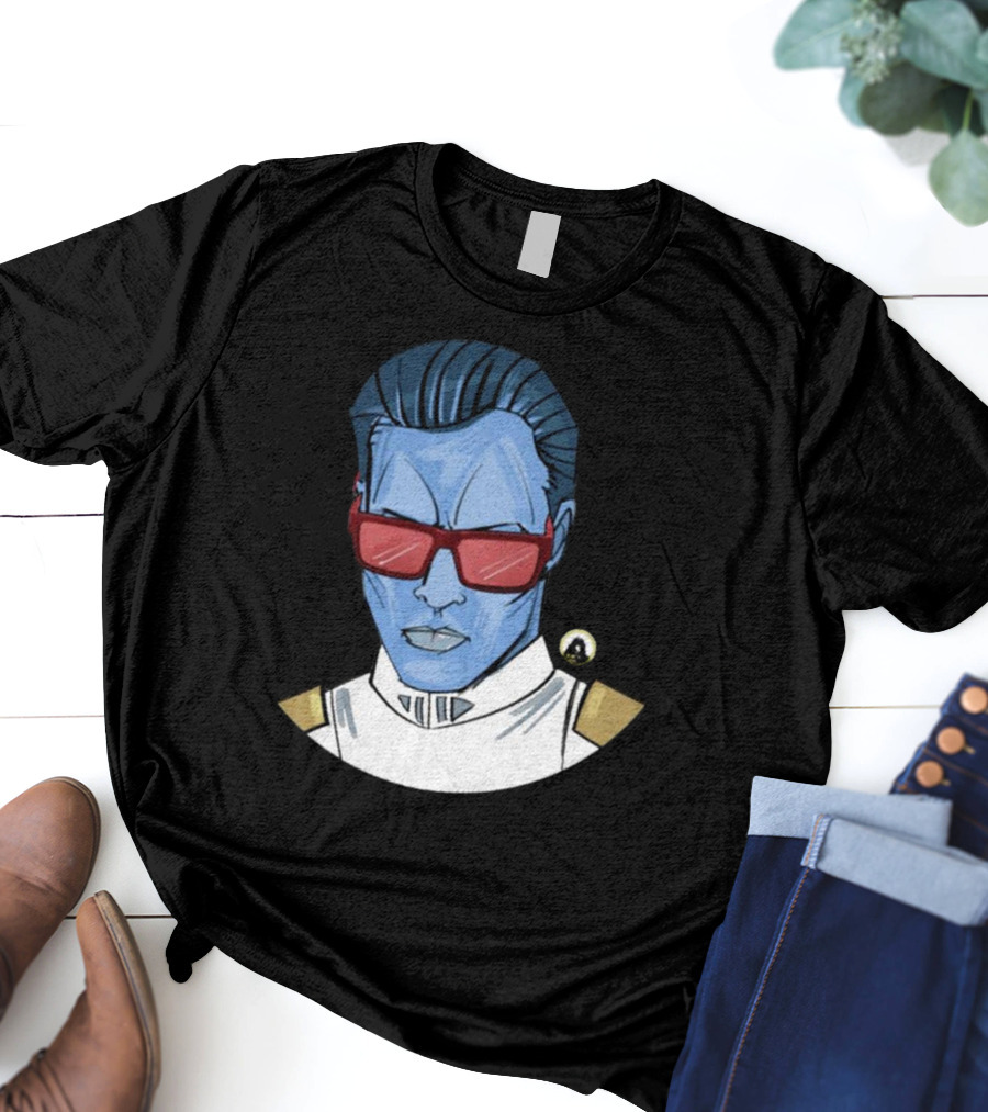 Starwarstheory Admiral Attitude Blue Character With Red Sunglasses T-Shirt